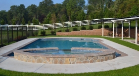 Geometric Pool with Raised Spa