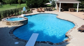 Freeform Pool with Outdoor Patio Cover