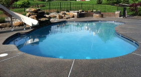 Pool with Slide and Concrete Decking
