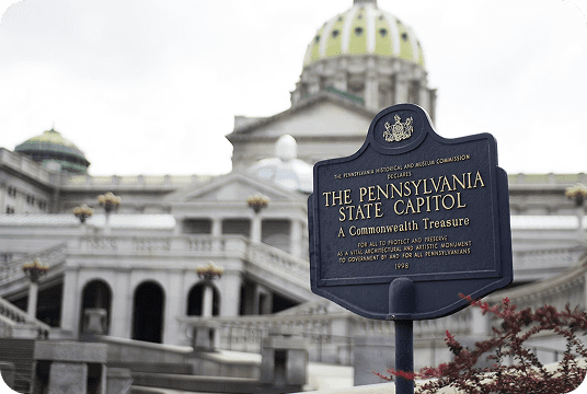 The Pennsylvania State Capitol building, a nod to Blue Tree's Southeastern Pennsylvania roots