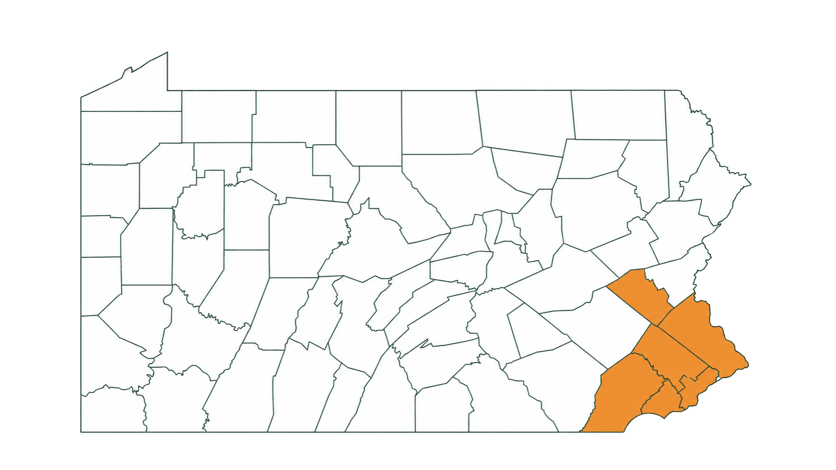 Blue Tree Outdoor Living service area covering Montgomery, Bucks, Chester, Delaware, Lehigh, and Philadelphia Counties in Southeastern Pennsylvania