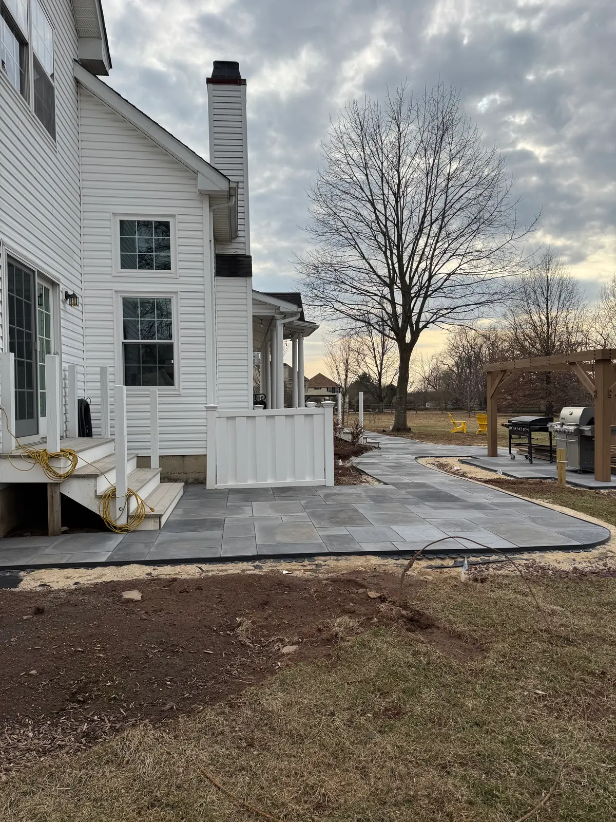 Paver patio and walkways during construction in Upper Providence, PA